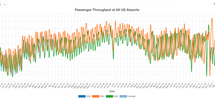 US airport traffic in December 2024